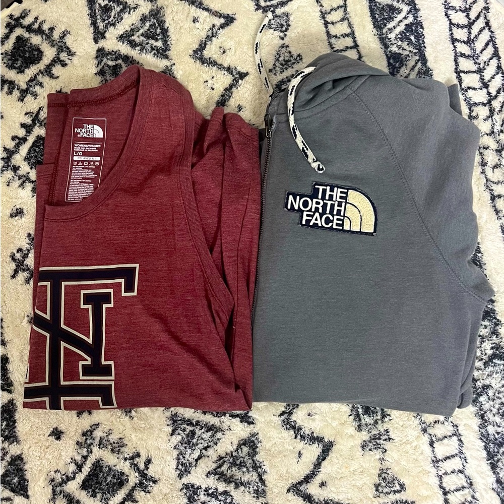 The North Face Zip-up hooded sweatshirt and t-back tank top set.  Size Large.